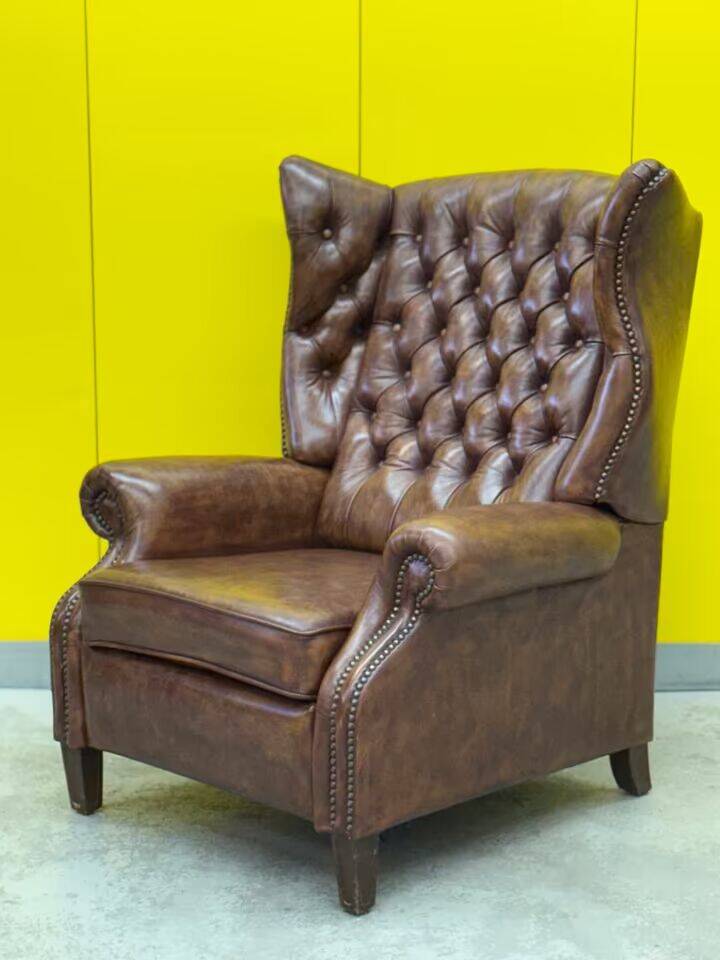 Brown leather Handmade Chesterfield Recliner Armchair