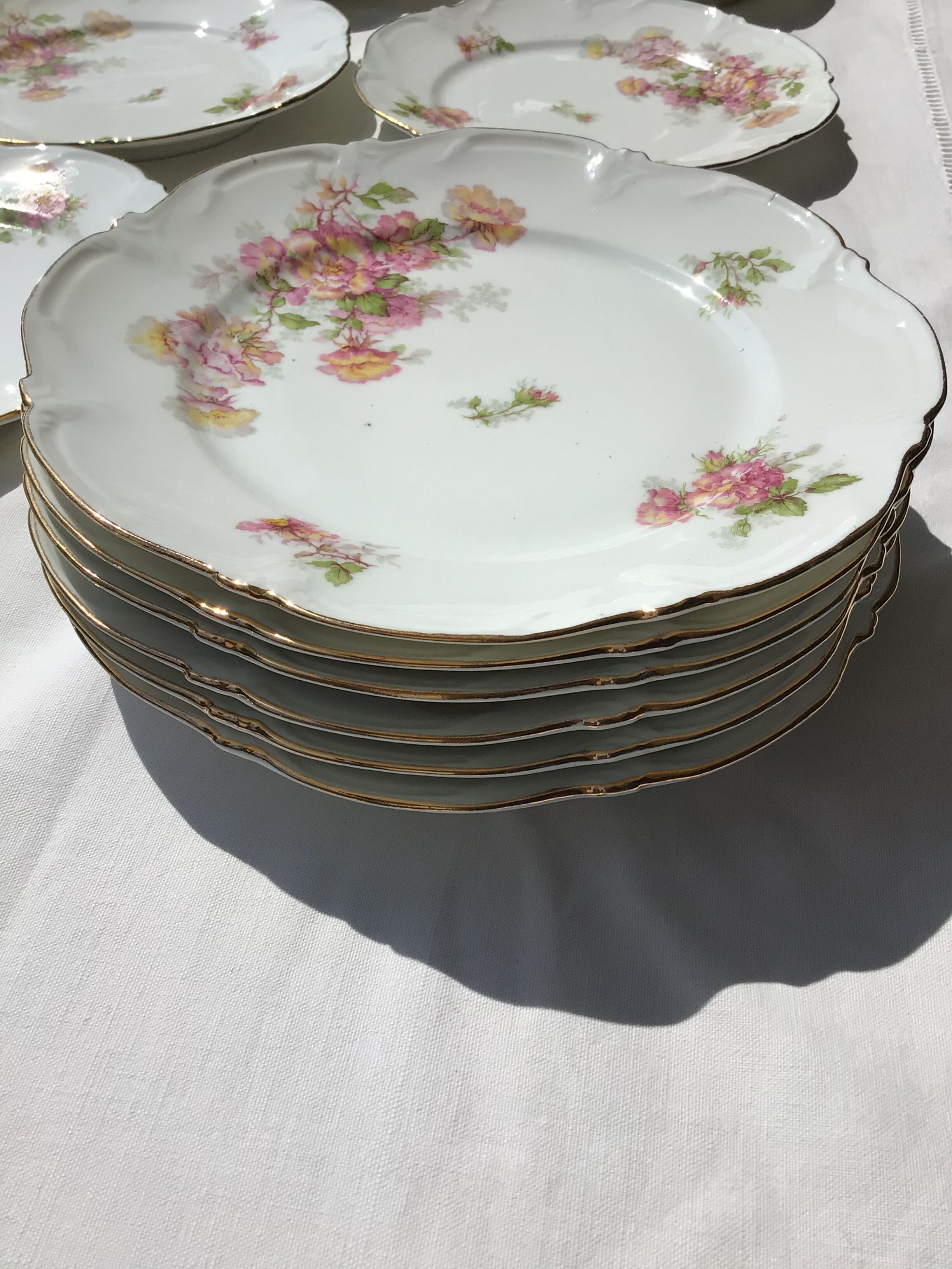 6 plates porcelain dessert J.B.T-Cie Limoges edged gold