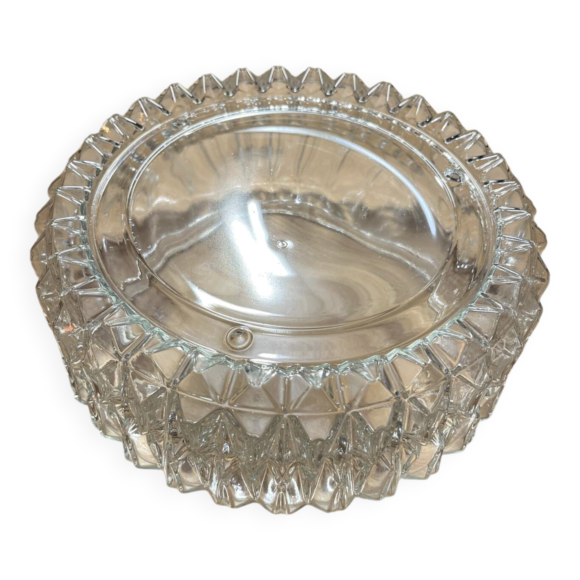 Vintage geometric moulded glass ceiling lampshade 1970 – Empty pot