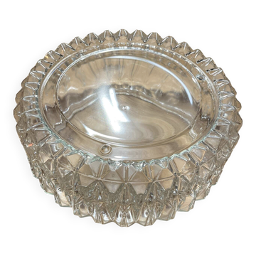 Abat-jour, plafonnier vintage en verre moulé géométrique 1970