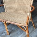 Vintage rattan armchair bench