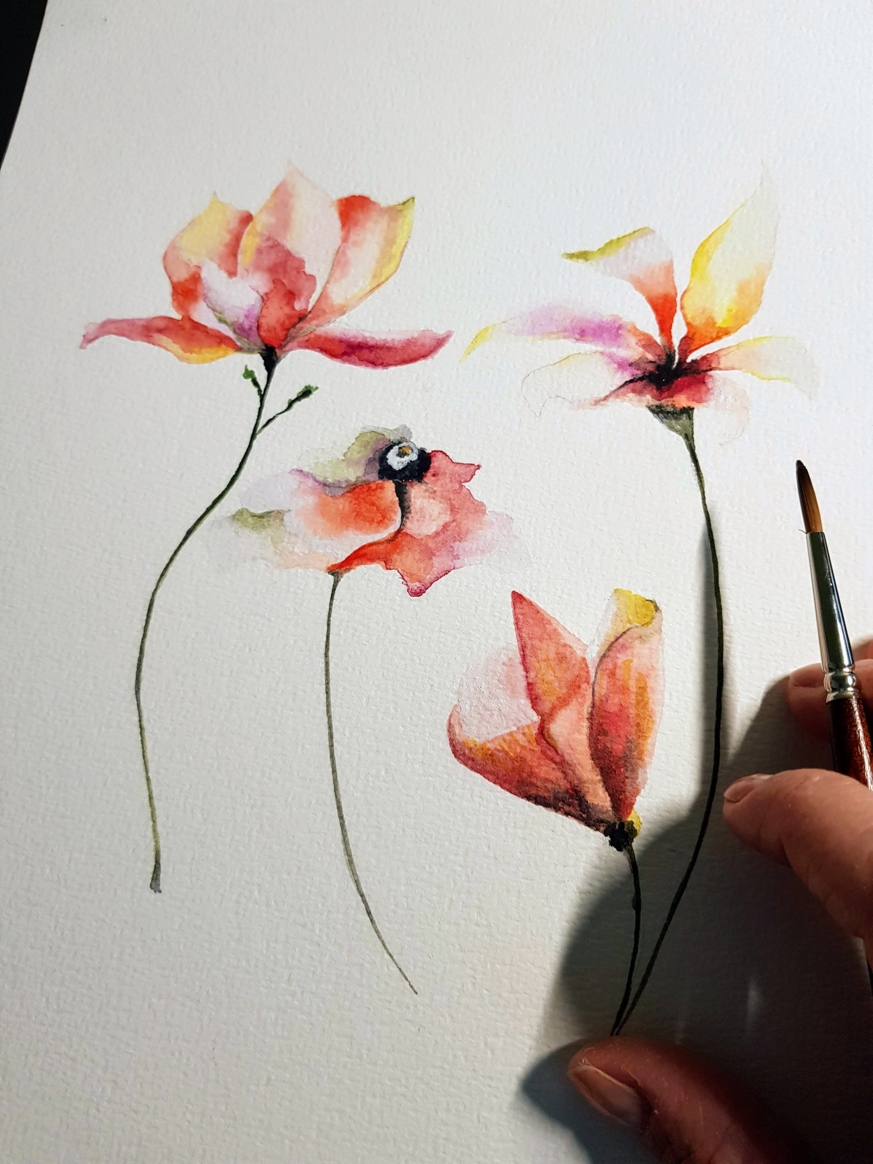 Watercolor of magnolias