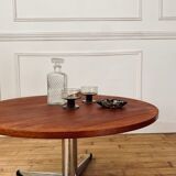 Round coffee table wood and metal, 70s