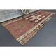Vintage Turkish Oushak handmade wool cotton brown runner rug 168x395