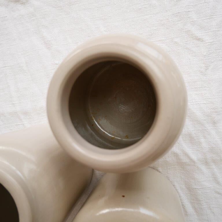 Set of 3 beige mustard jars