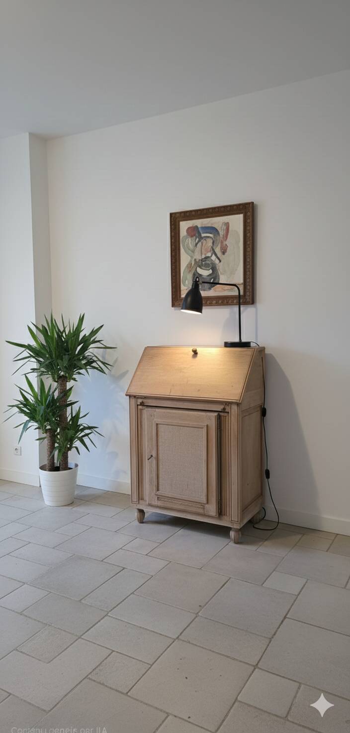 Vintage raw oak secretary