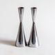 Duo of diabolo candlesticks in cast aluminum, Erika Pekkari for Ikea, 2000s