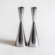 Duo of diabolo candlesticks in cast aluminum, Erika Pekkari for Ikea, 2000s