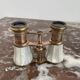 Pair of binoculars, theater, opera, mother-of-pearl, gilded brass, early twentieth century, curiosity object, showcase