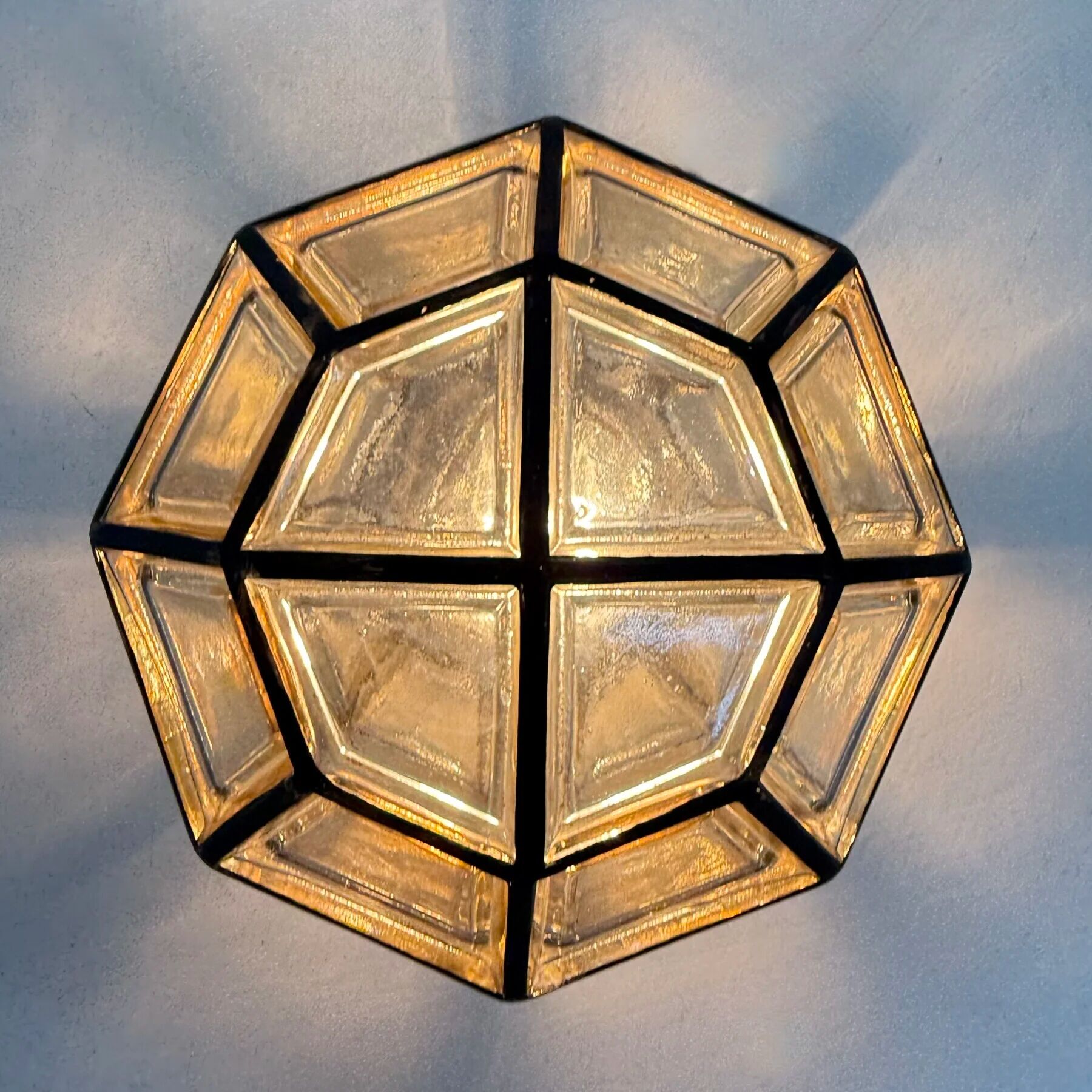 1 of 2 Limburg Glashütte glass ceiling lamp flush mount, 1970s