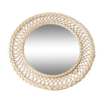 Miroir en rotin des années 60  40cm