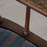 Scandinavian armchair in solid oak with cushion, folk art, early 19th century.