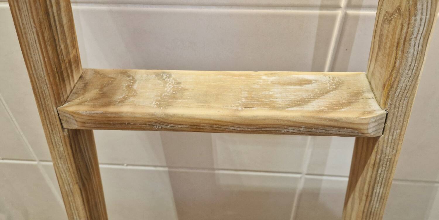 Vintage pine towel rack shelf ladder