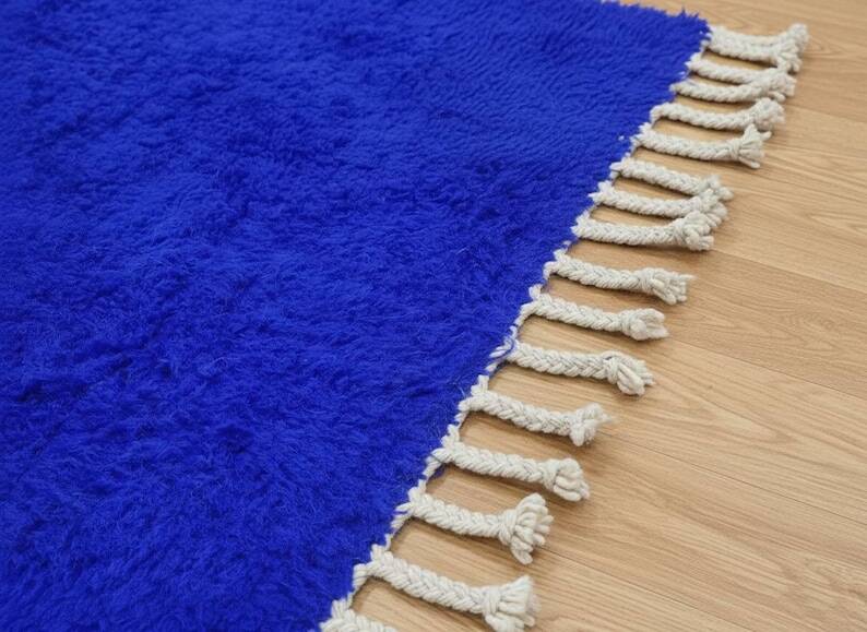 Handmade blue wool Berber rug 200cmx300cm