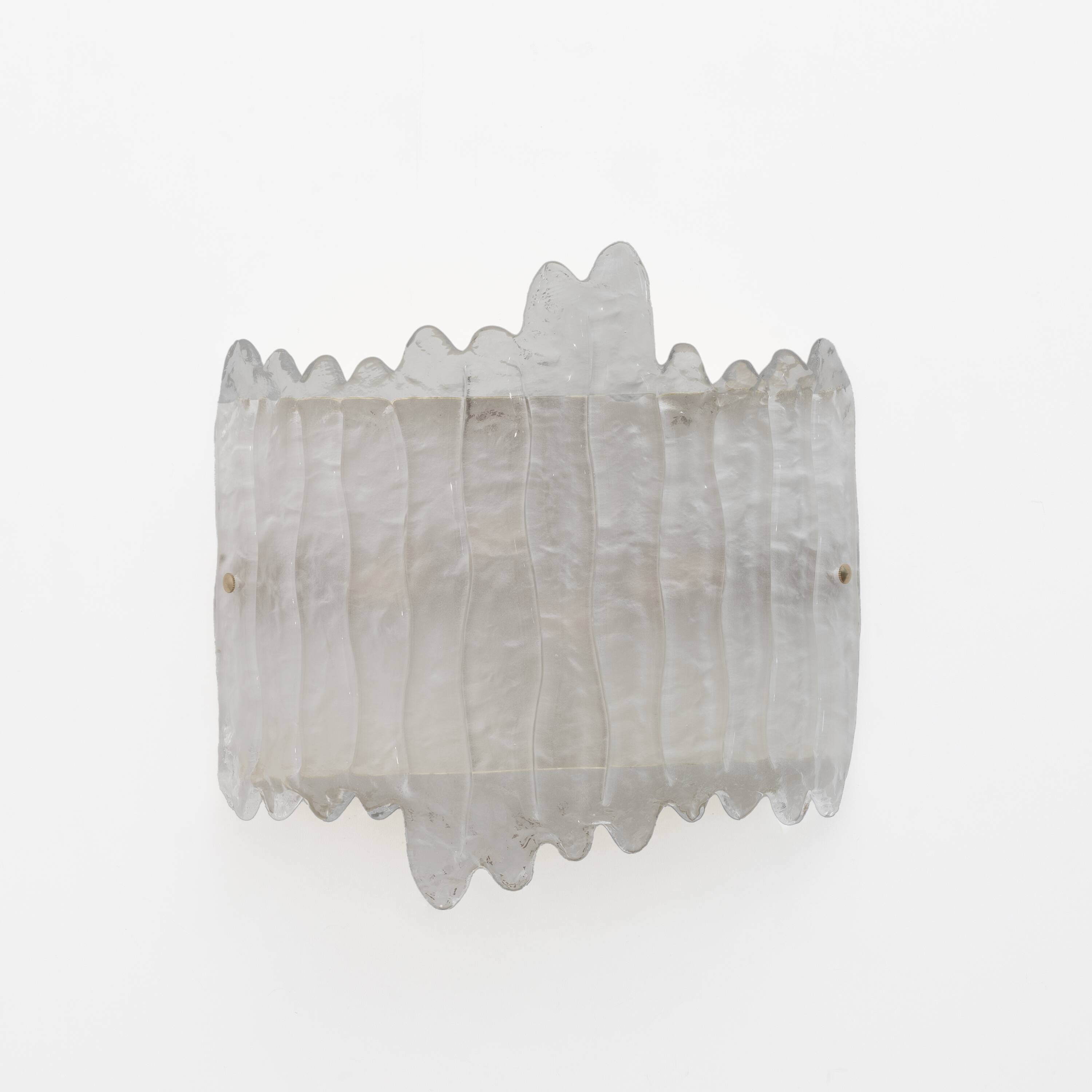 Pair of Modern Italian Murano Glass and Brass glacier Wall Sconces