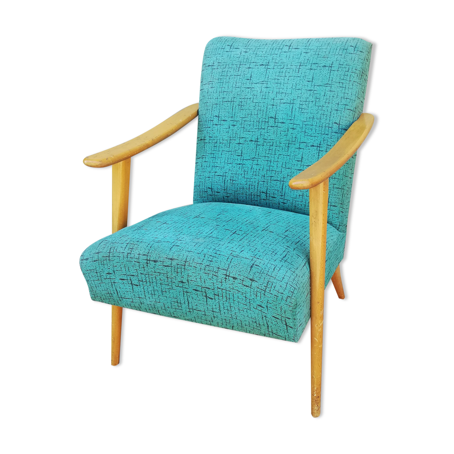 Armchair year 50 green fabric