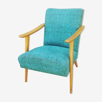 Fauteuil année 50 tissu vert