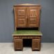 Antique painted pine desk or secretaire with wall unit from Germany late 1800s.