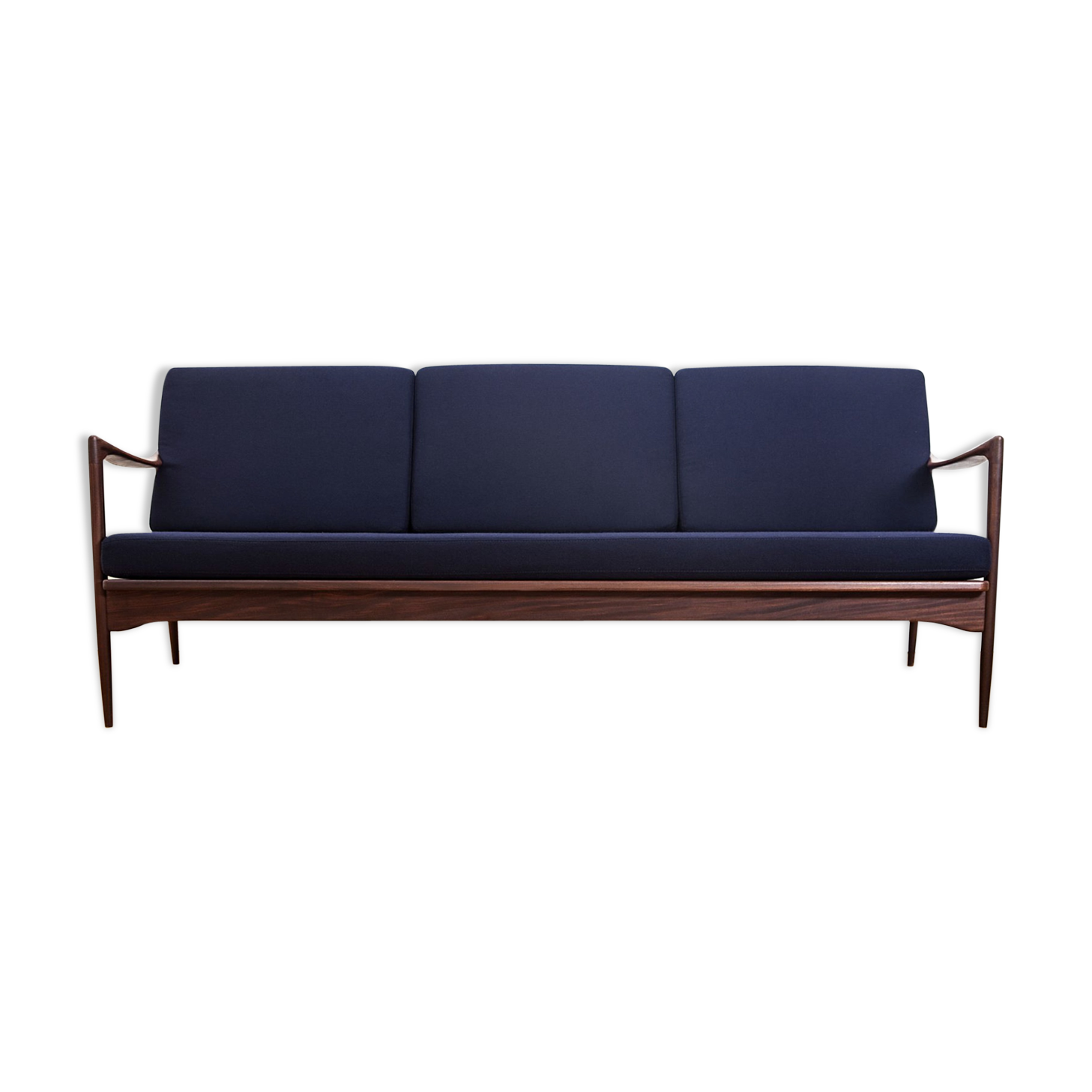 Afromosia & Wool Kandidaten Sofa by Ib Kofod-Larsen for OPE, 1950s