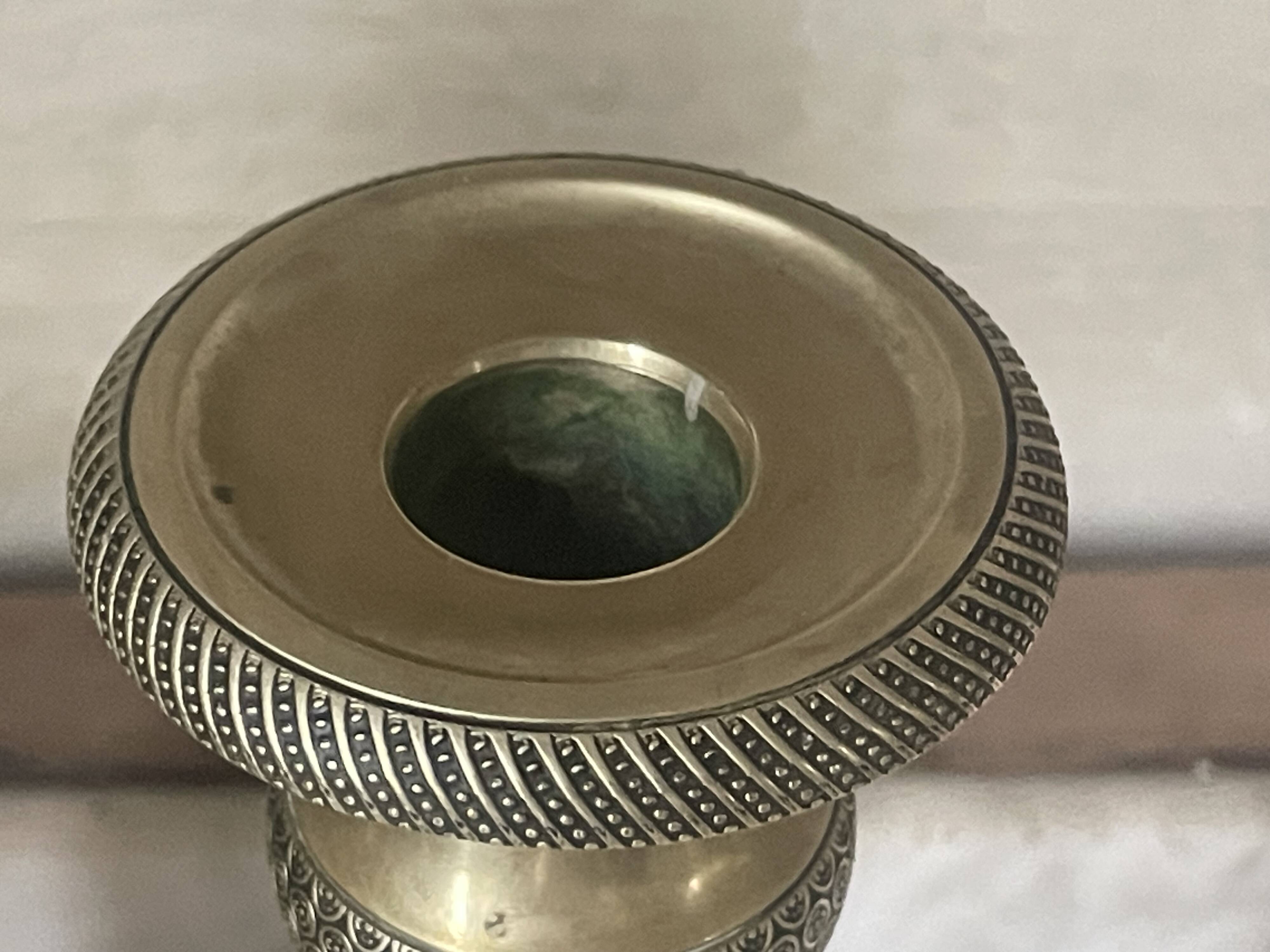 Pair of 19th century guilloche brass candlesticks