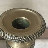 Pair of 19th century guilloche brass candlesticks