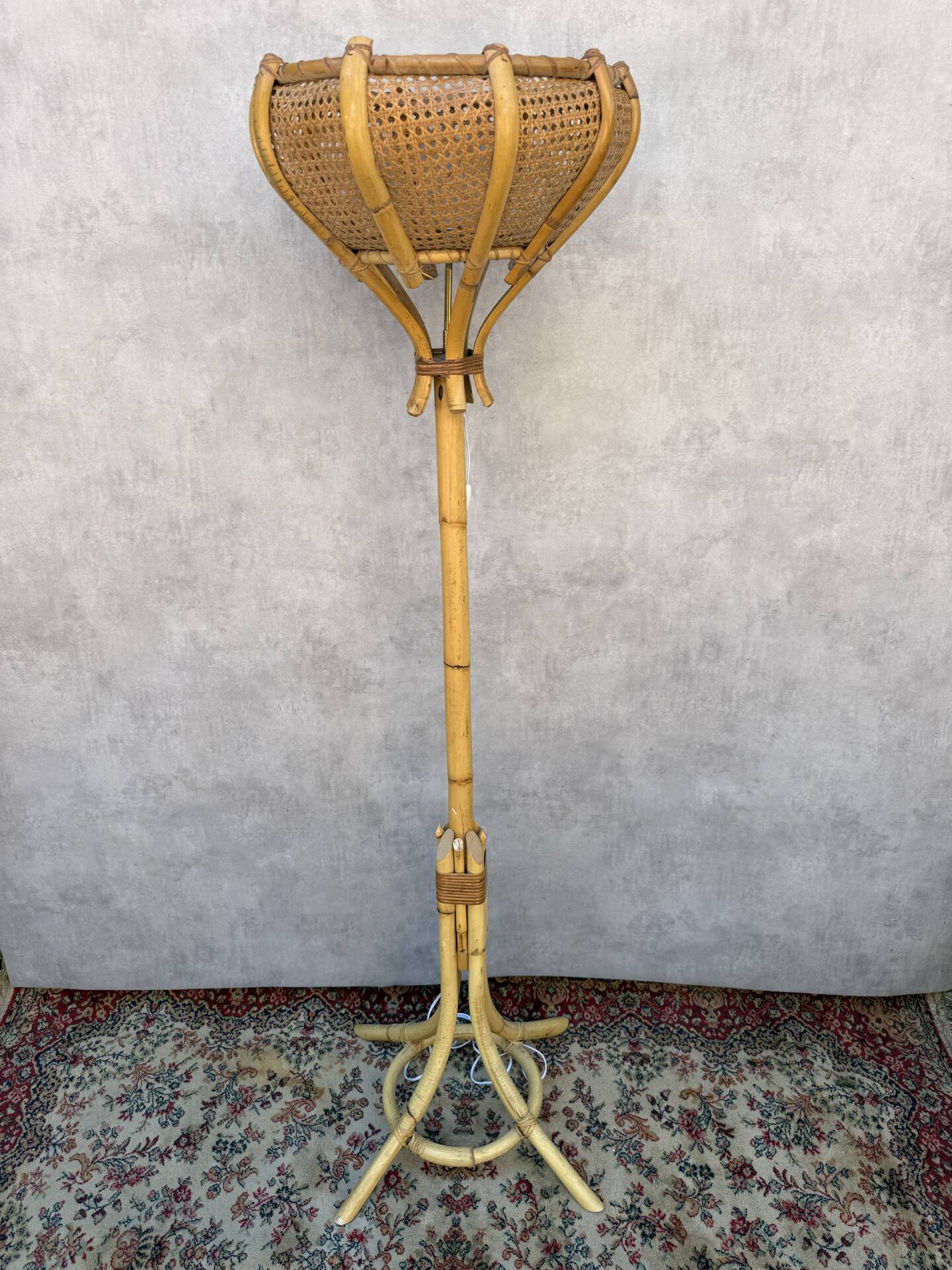 1960s Rattan Living Room Lamp from France