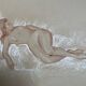 Signed sanguine drawing of a female portrait "The Nap"