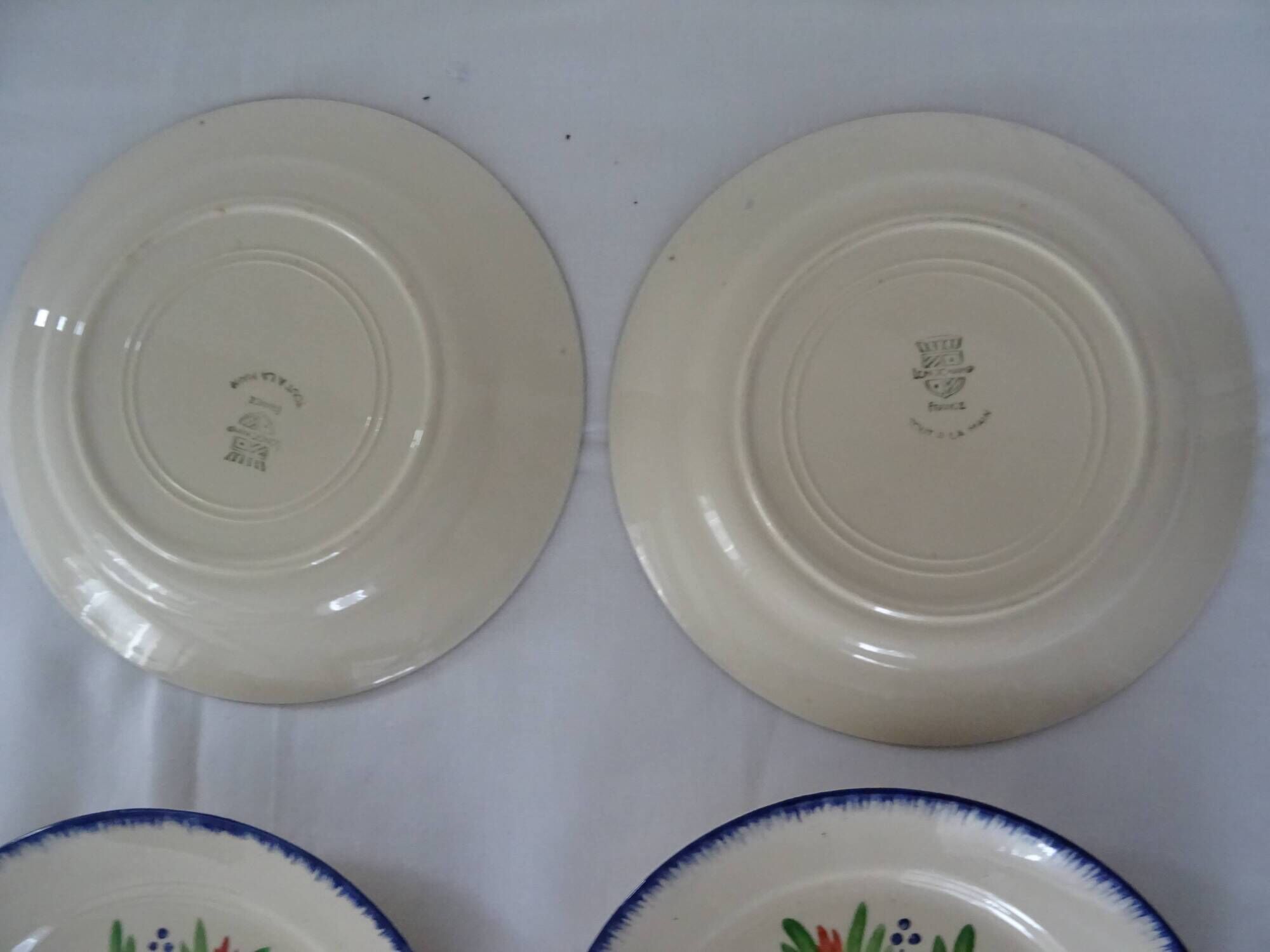 Lot De 7 Assiettes Plates Faïence Ancienne - Marquées Chiffre 3, Très Bon état