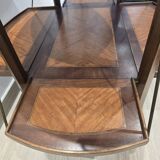 Folding tea table in marquetry wood - removable top