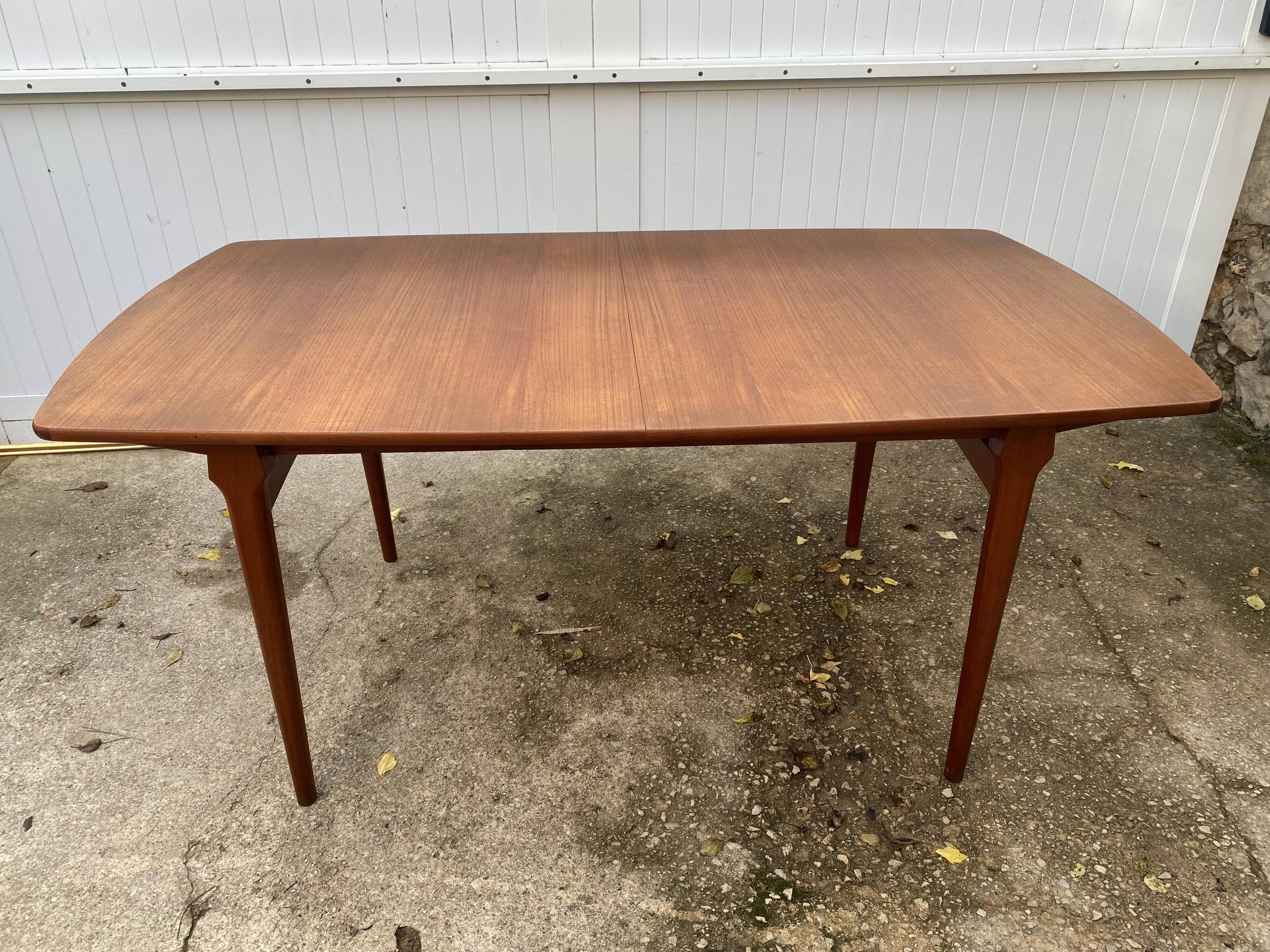 Extendable table 2 Scandinavian teak extensions 165/207/249 x 91cm vintage an60