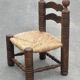 Low chair in oak and straw vintage design 60s