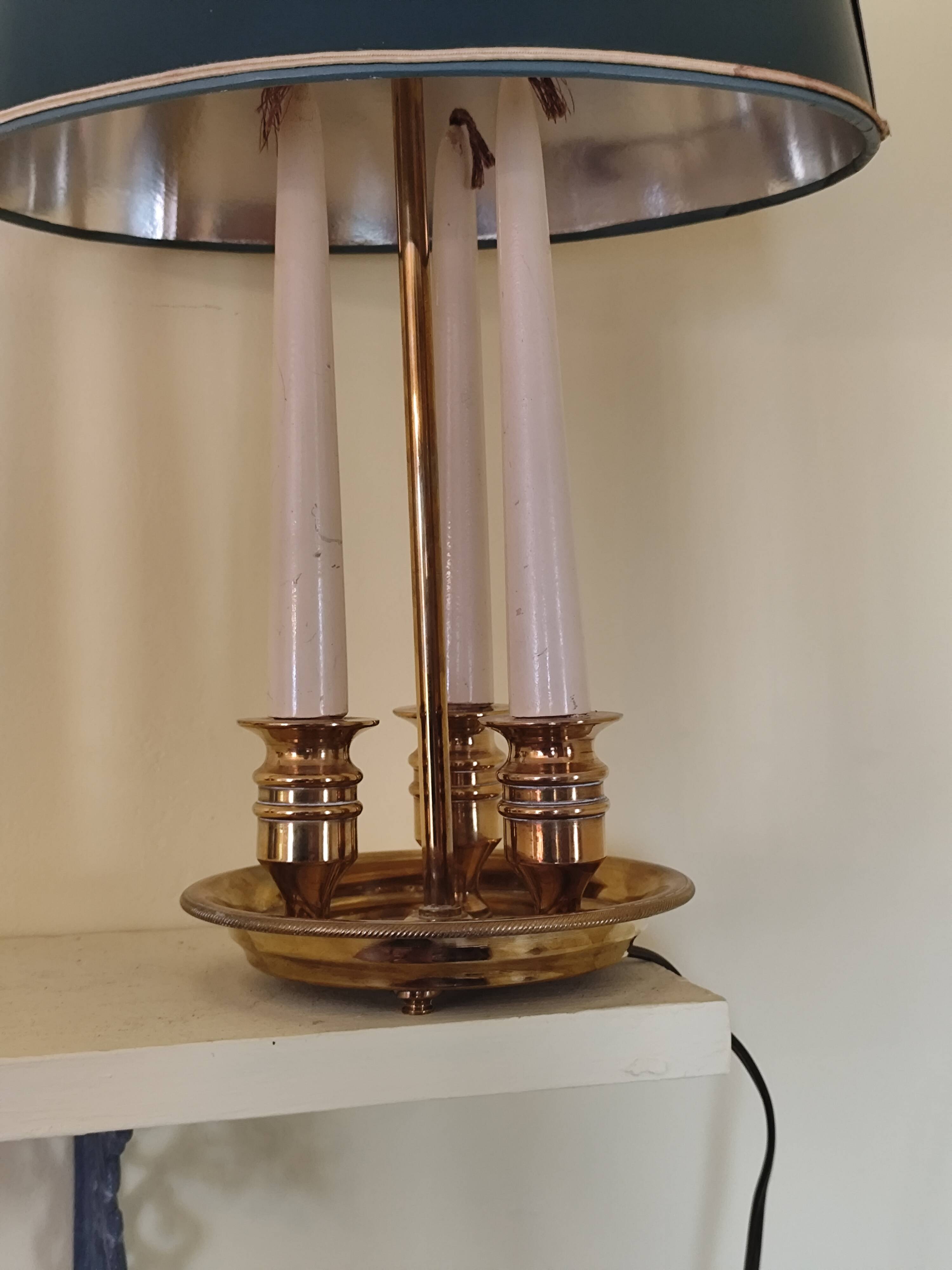 Empire style hot water bottle lamp - bronze and brass candle holder lamp