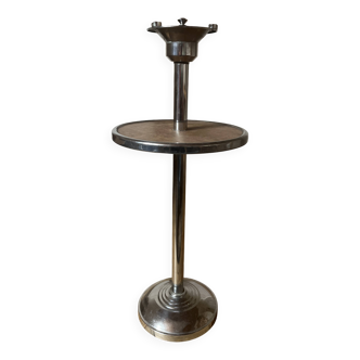 Cendrier sur pied chrome et bois