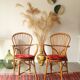 Ensemble de 2 chaises Audoux-Minnet en rotin années 60