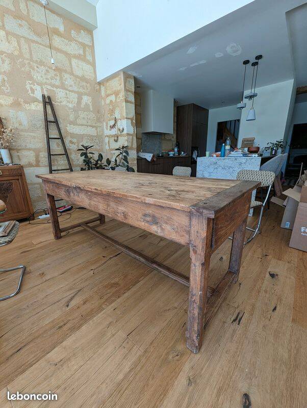 Old farmhouse table in solid elm