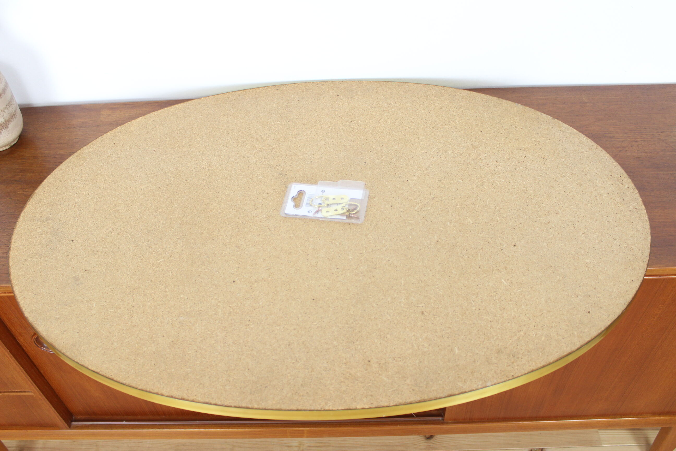 Mirror oval gilded brass hooping 92x64cm, mid century