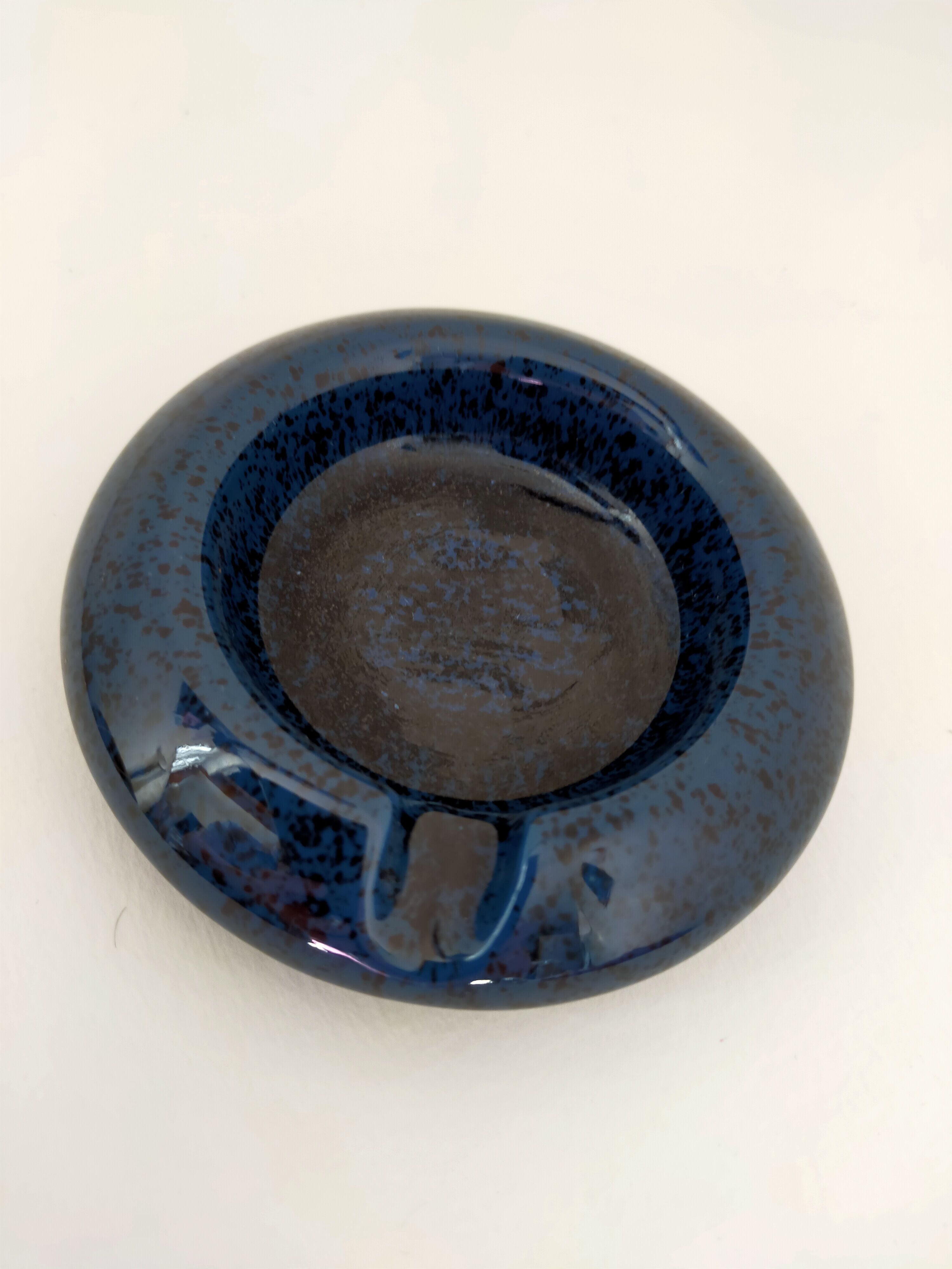 Vintage blue ashtray signed