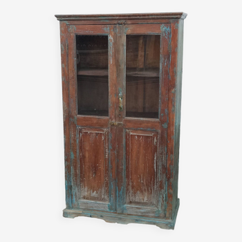 Old glazed wooden cabinet with beautiful patina