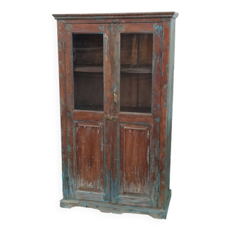 Old glazed wooden cabinet with beautiful patina