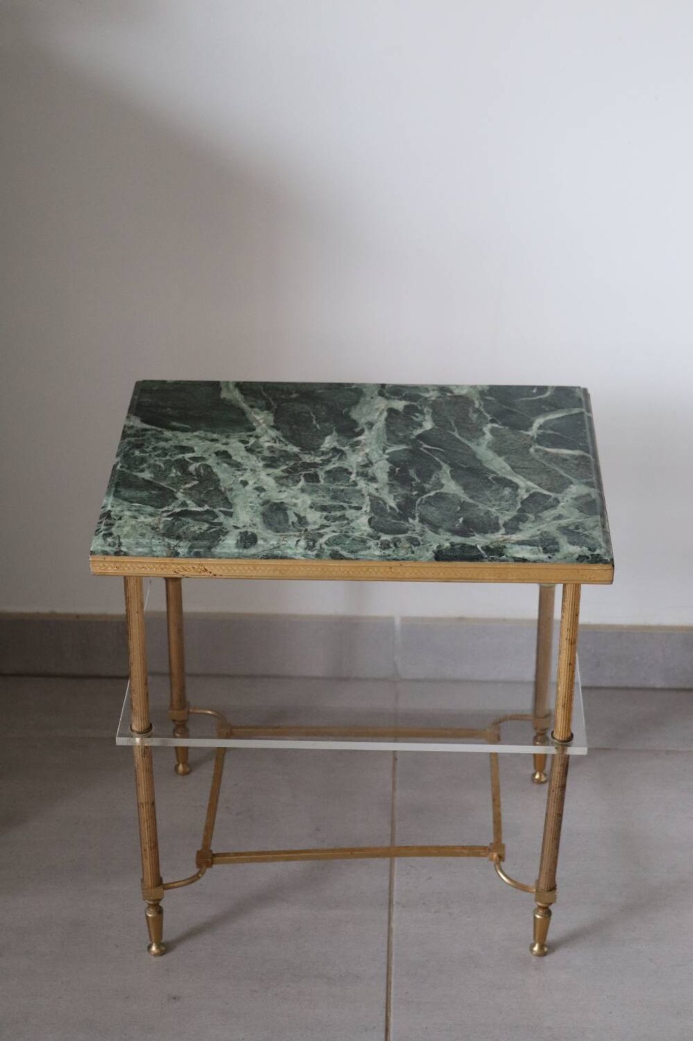 Table d'appoint en marbre vert vintage