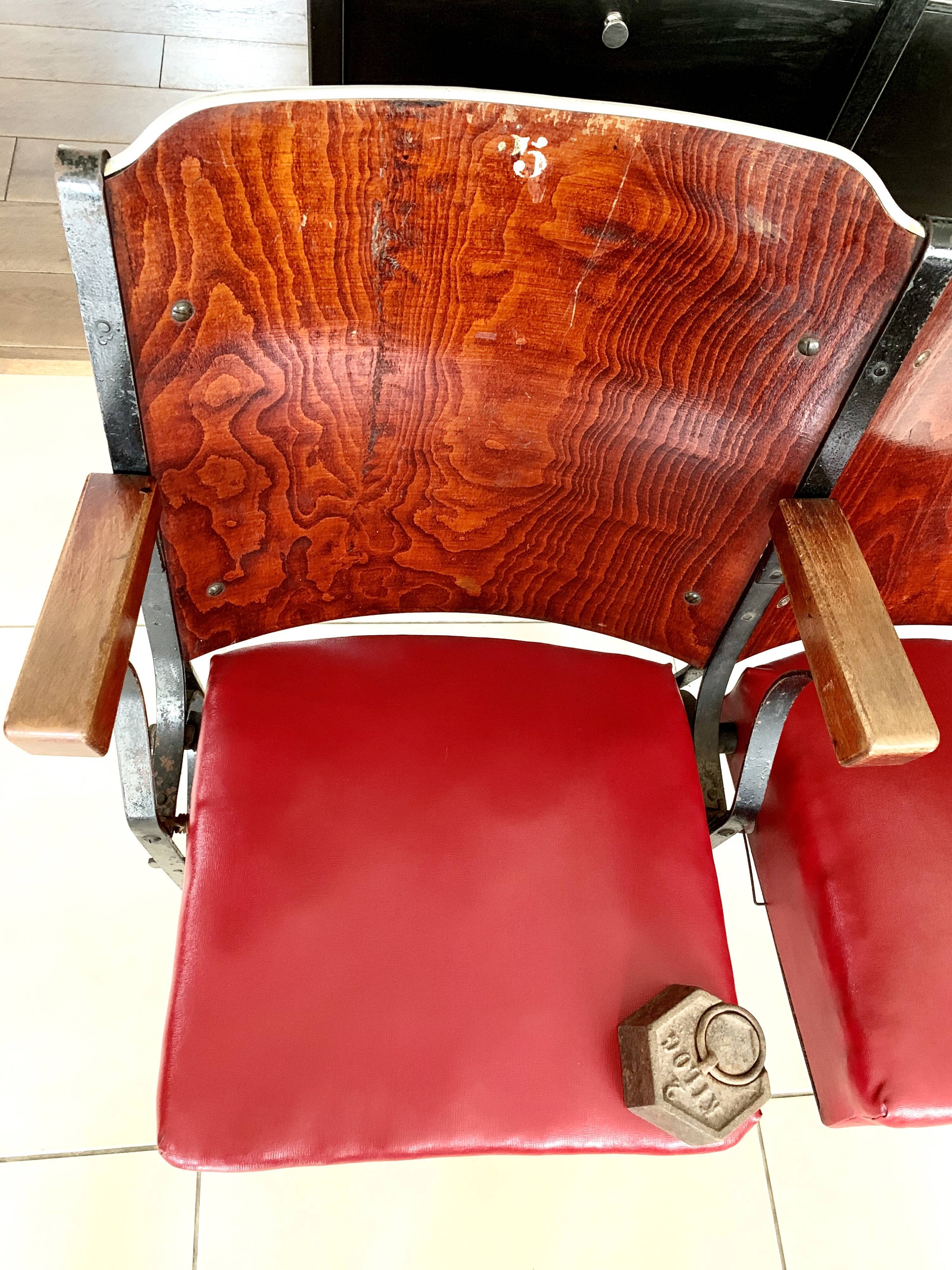 Pair of vintage cinema armchairs