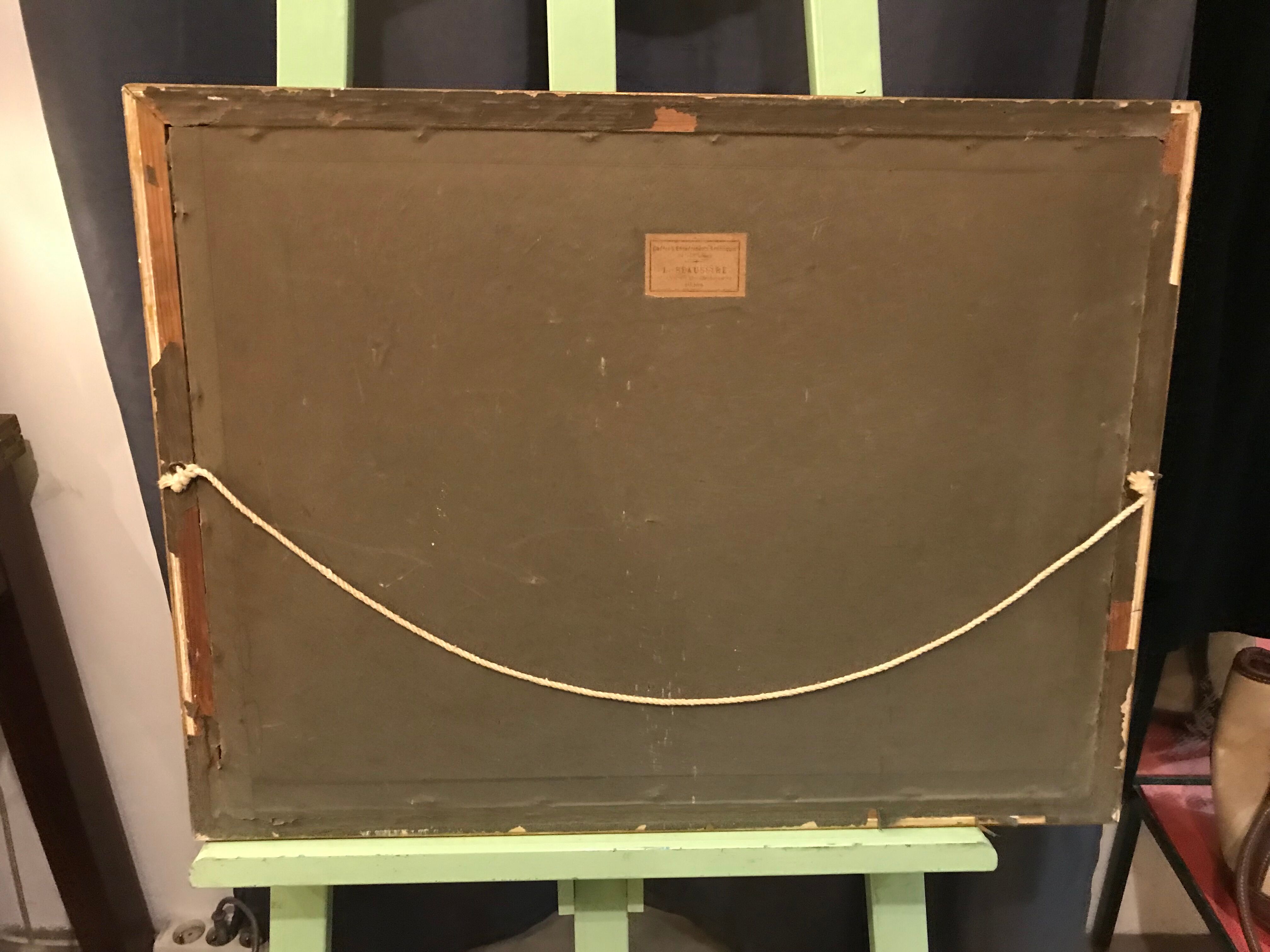 Basket of flowers watercolor painting - still life signed jeanne fabre cottave early twentieth