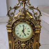 Gilt brass gothic mantle clock