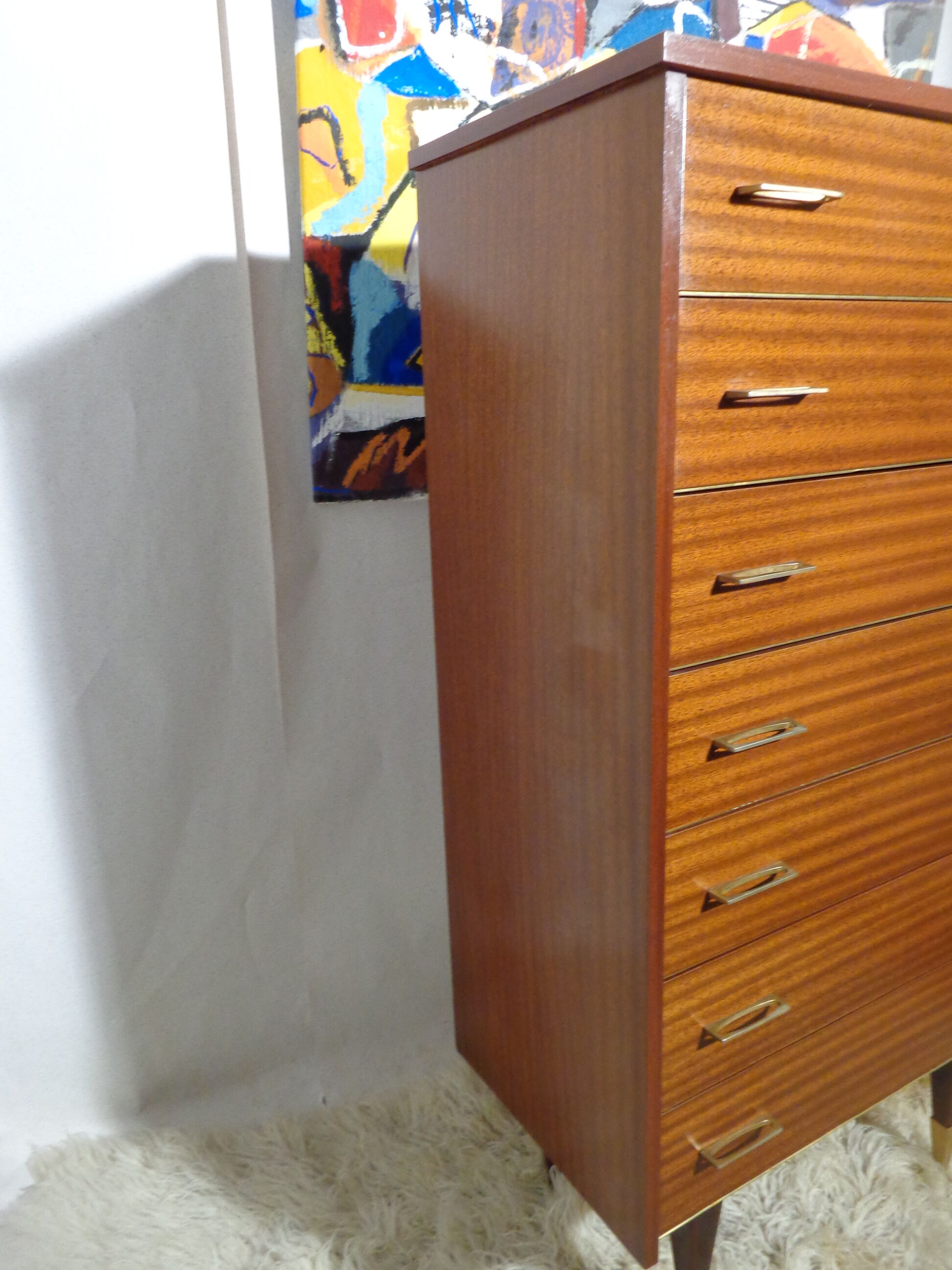 Vintage rag chest of drawers from the 60s seven drawers