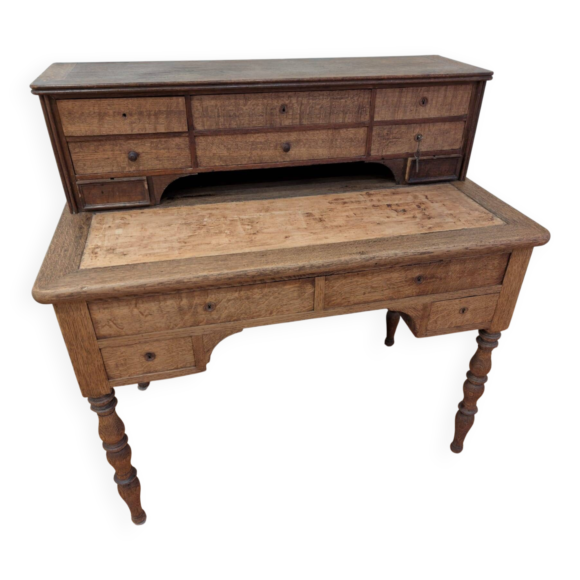 "Bonheur-du-jour" sloping desk in solid oak – Louis-Philippe style