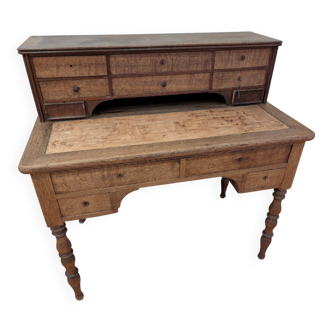 "Bonheur-du-jour" sloping desk in solid oak – Louis-Philippe style