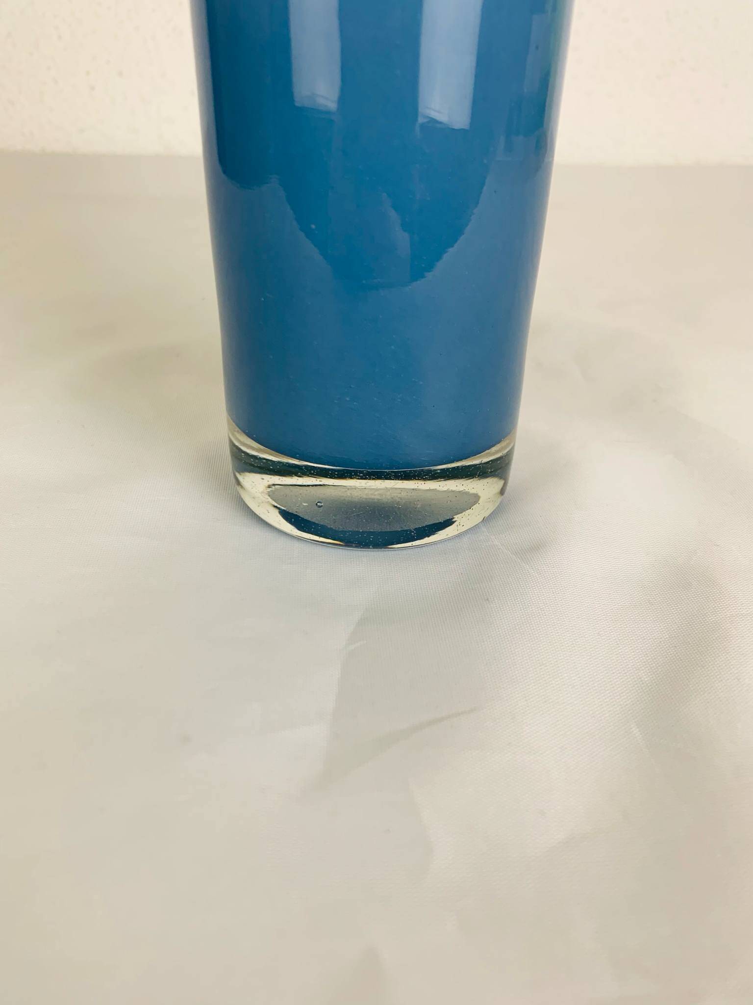 Vintage blue glass vase in Scandinavian style