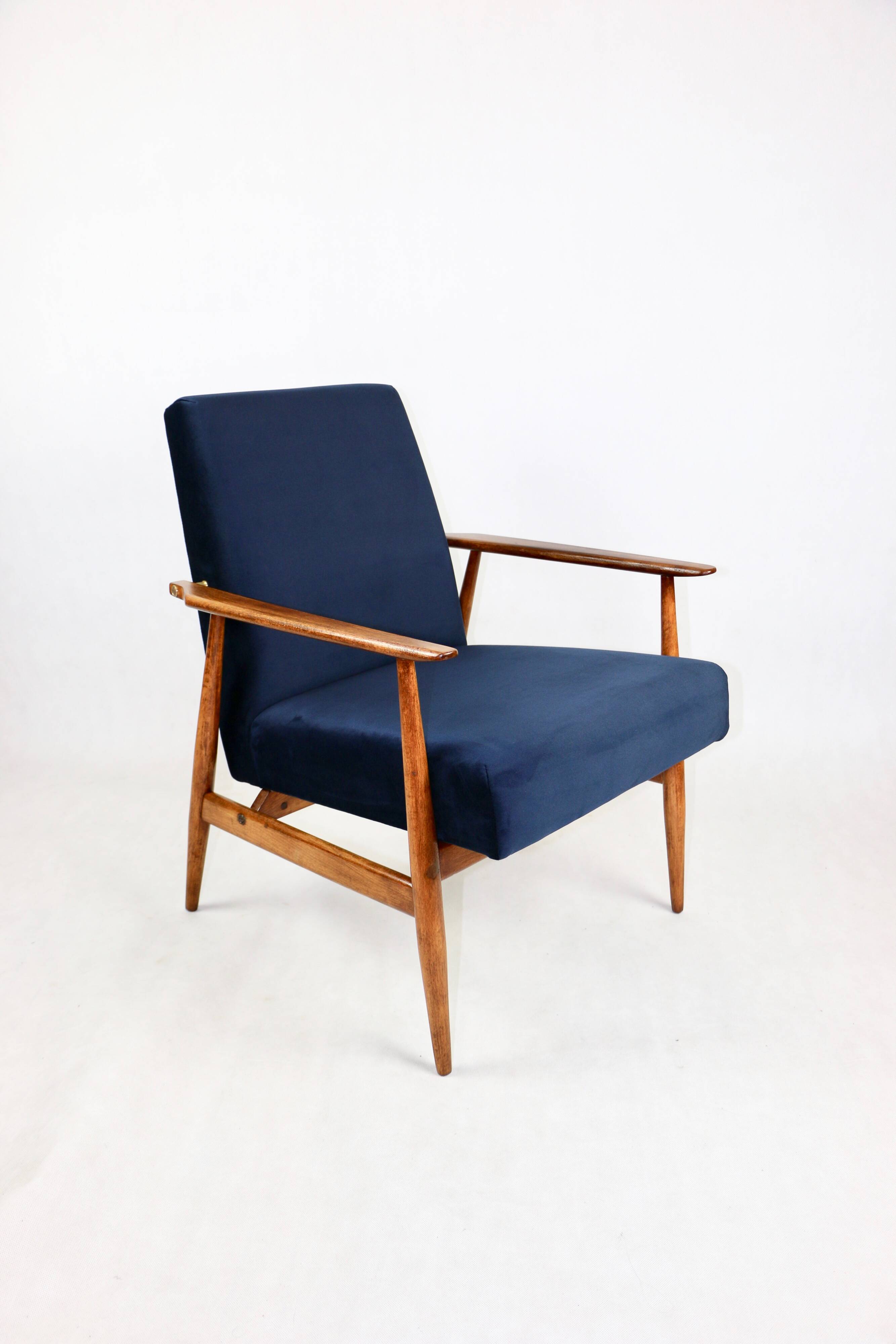 Armchair 'Lis', 1970s navy blue design by Henryk Lis