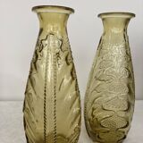 Paire de vases en verre jaunes années 40