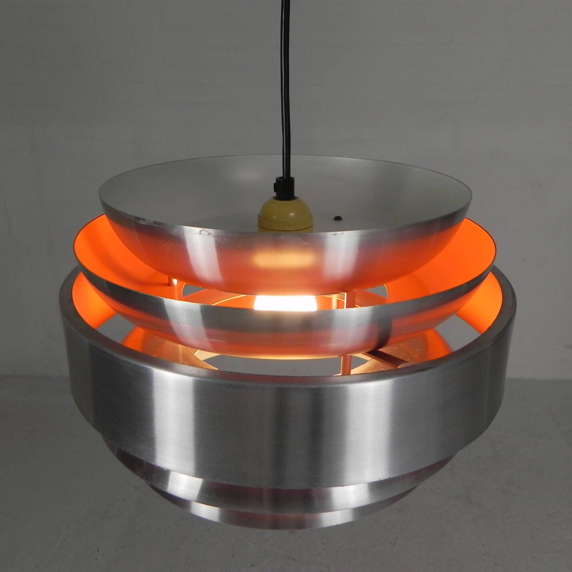 Vintage aluminum pendant lamp, Lakro Amstelveen, 1960s